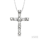 1/10 ctw Diamond Cross Pendant in 10K White Gold with Chain